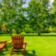 wooden chairs placed in front of beautiful landscape
