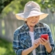 Older woman outside on cell phone